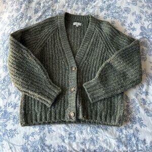 Lucky Brand Olive Button-Up Cardigan